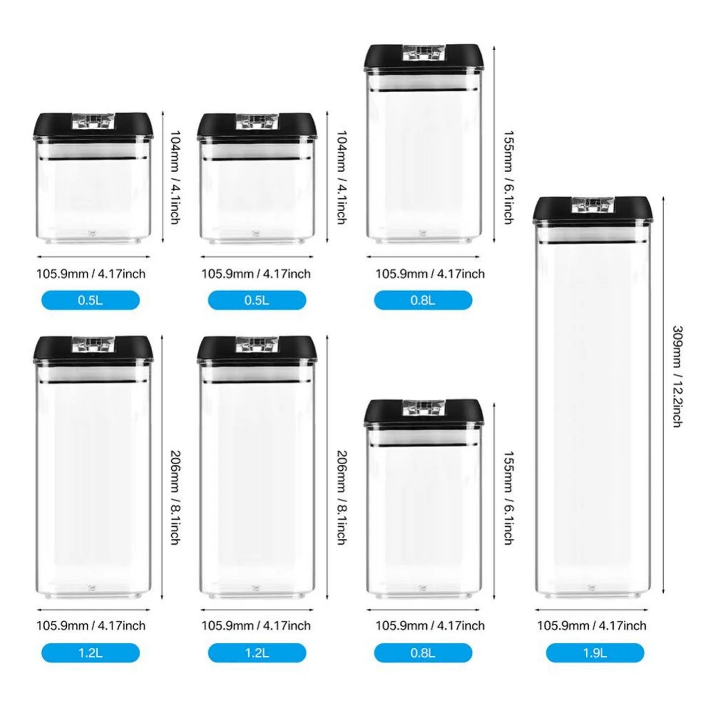Set de Contenedor de Alimentos de 7 Piezas | Dispensador para Cocina Ordenada