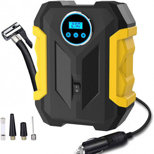 Bomba de Aire Portátil 12V con Linterna LED Digital