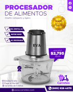 Procesador de Alimentos EVA 400W | Pica, Tritura y Mezcla Fácilmente