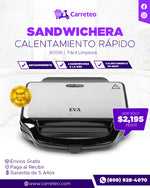 Sandwichera EVA 900W | Calentamiento Rápido y Fácil Limpieza
